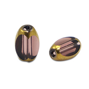 Ovale Glaskralen Facet Aubergine Purple Transparant - Gold - 10 stuks