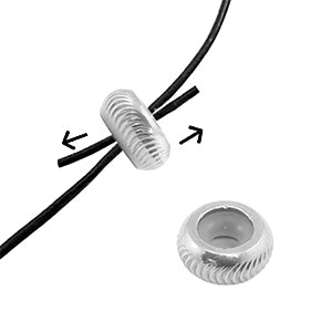 Macramé Sluiting (Stainless steel) 10x4.5mm Zilver Streepjes (Smart Bead Stopper) - 1 stuk