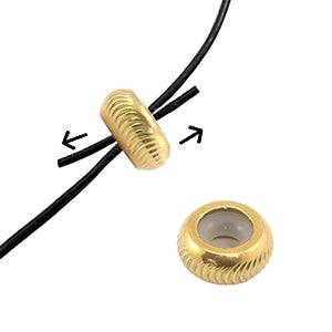 Macramé Sluiting (Stainless steel) 10x4.5mm Goud Streepjes (Smart Bead Stopper) - 1 stuk