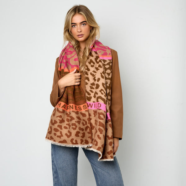 Sjaal Luipaard Bruin Roze