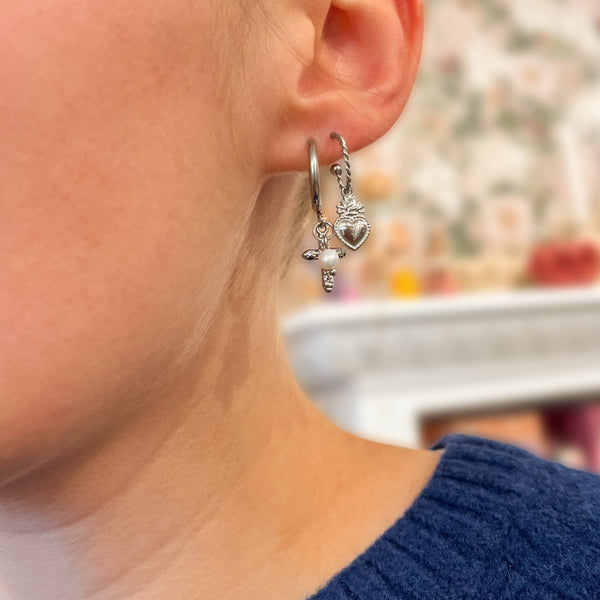 Bedel (Stainless steel) Kruis Textuur 15mm Zilver - 1 stuk