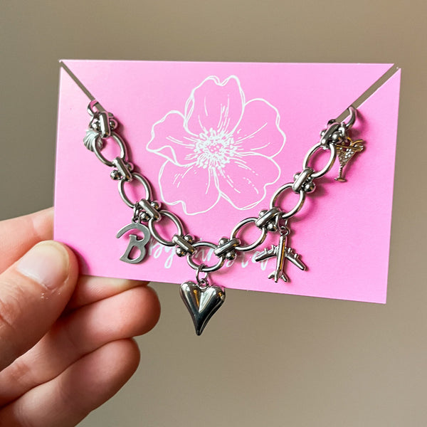 Bedel (Stainless Steel) Sierlijk Initiaal B 13mm Zilver - 1 stuk