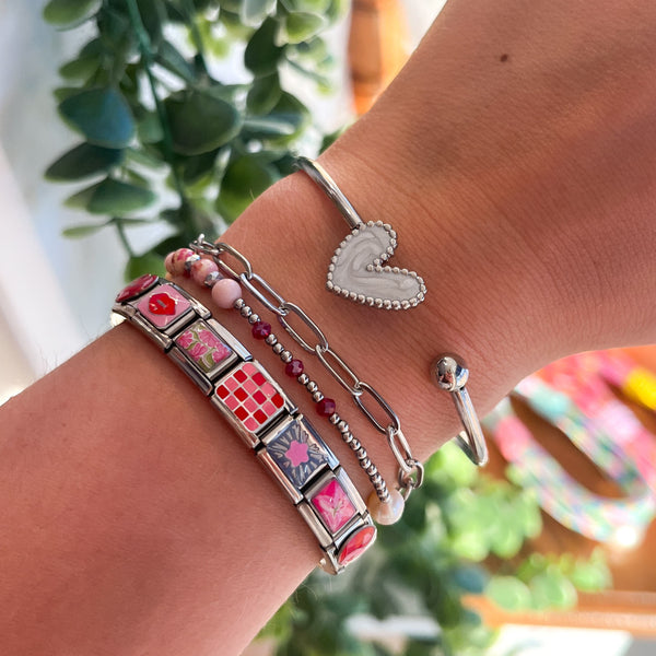 Armband Bangle White Heart
