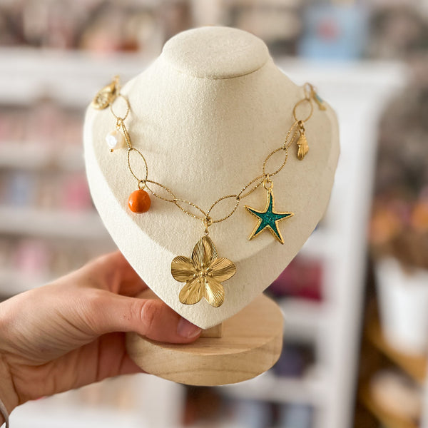 DQ Bedel Zeester Glitter 31mm Turquoise Goud - 1 stuk