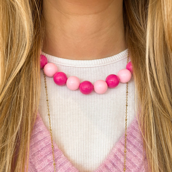 15mm Acryl Kralen Donker Roze - 1 stuk