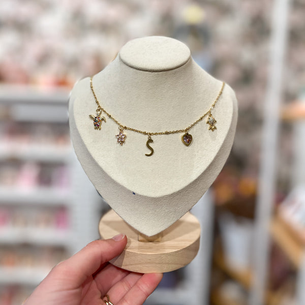 Bedel (Stainless Steel) Sierlijk Initiaal S 14.5mm Goud - 1 stuk