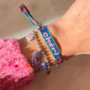 Lint Armband - Golven - Roze - 10 mm (Lengte: 1 meter lint (zonder Lint Armband - Golven - Roze - 10 mm (Lengte: 1 meter lint (zonder