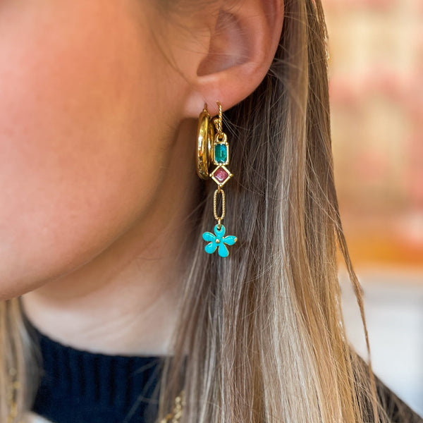 DQ Bedel Rechthoek Met Ruit Paars Groen 21mm Goud - 1 stuk