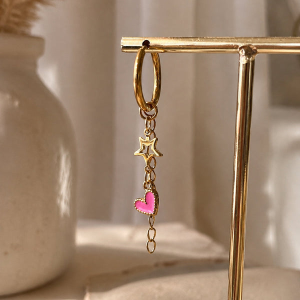 Bedel (Stainless steel) Hart Roze 9.5mm Goud - 1 stuk