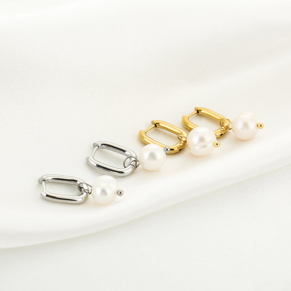 Earrings Rectangle Pearl