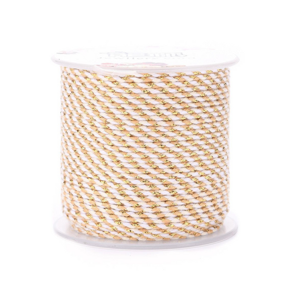 Surf Cord Braided 2mm White/Gold (per meter)