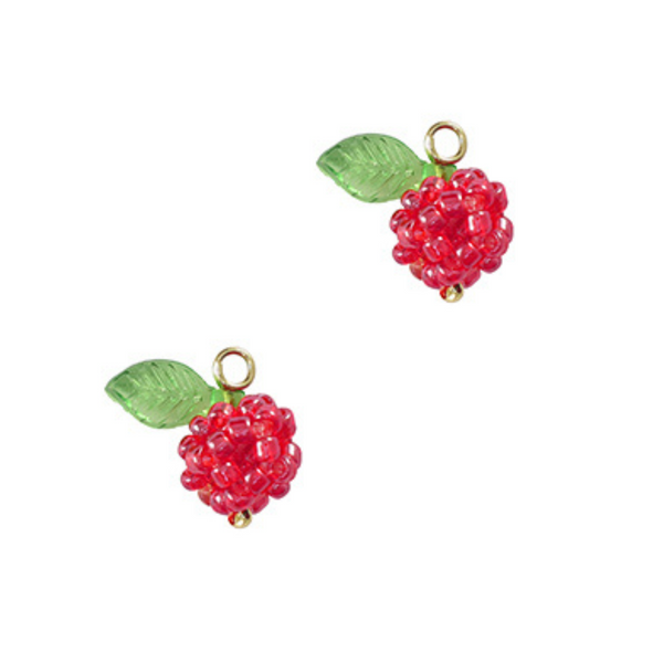 Charm Pendant Faceted Glass Berry Red 13x12mm