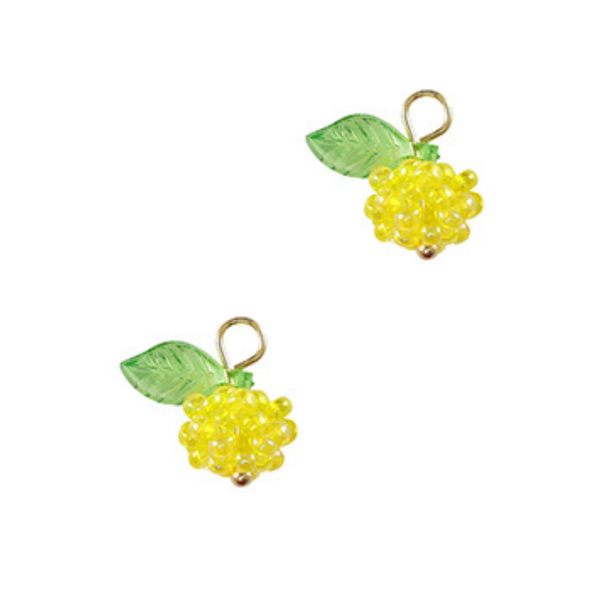 Charm Pendant Faceted Glass Berry Yellow 13x12mm