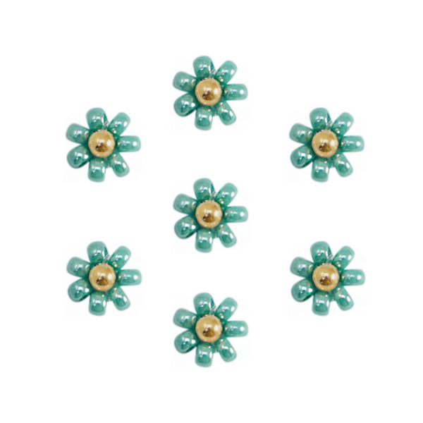 Miyuki Flower Bead 8mm Turquoise Green Gold