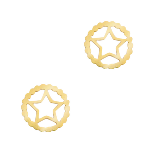 Stainless Steel Charm Connector Star Round Gold
