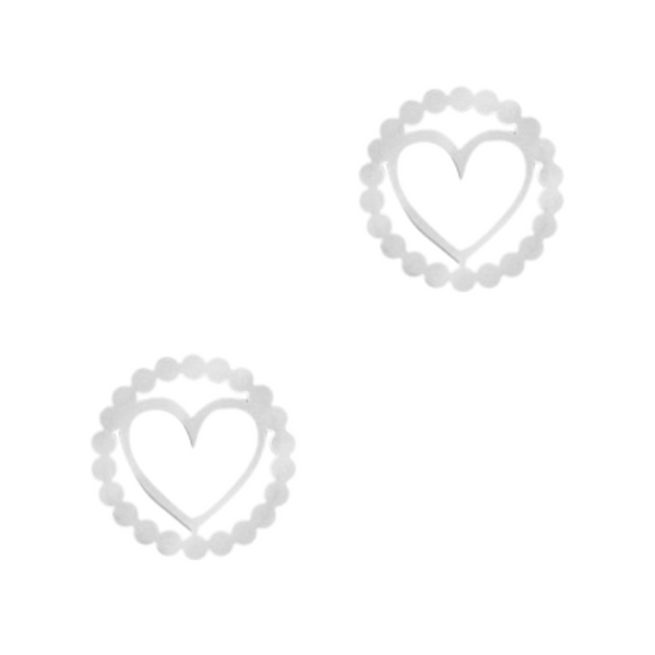 Stainless Steel Charm Connector Heart Round Silver