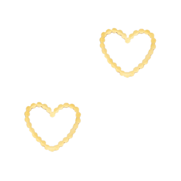 Stainless Steel Charm Connector Heart Ribbed Gold