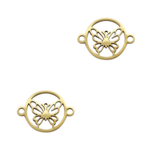 Stainless Steel Charm Connector Butterfly Gold