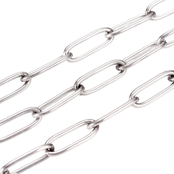 Jasseron (stainless steel) Paperclip 12x4mm Zilver (per 20cm)