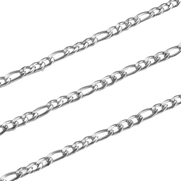 Jasseron Figaro (stainless steel) 4x3mm Zilver (per 20cm)