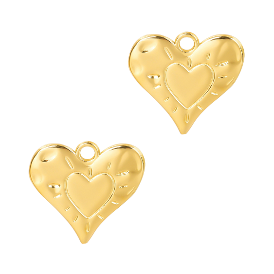 Bedel (Stainless steel) Hart Met Doodle Goud - 1 stuk