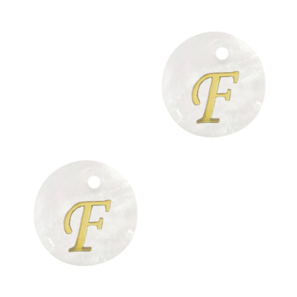 Pendant Shell 15mm Letter F - Gold