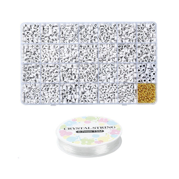 Beads Discount Set Letter Beads White Black - 1200 Pieces