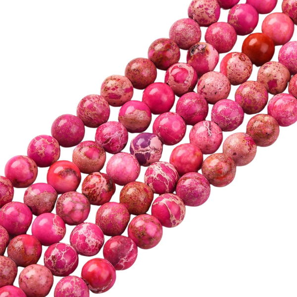 6mm Natuursteen Kralen Rond Regaliet Cerise - 10 Stuks