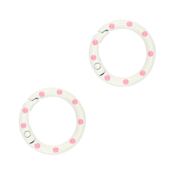 Sleutelhanger Ring Rond 25mm Wit Roze - 1 Stuk