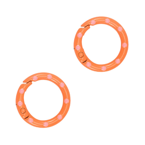 Sleutelhanger Ring Rond 25mm Oranje Roze - 1 Stuk