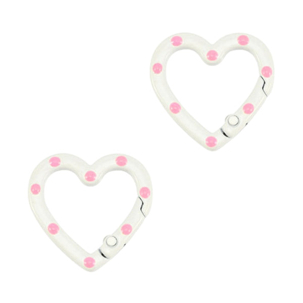 Sleutelhanger Ring Hart 26mm Wit Roze - 1 Stuk