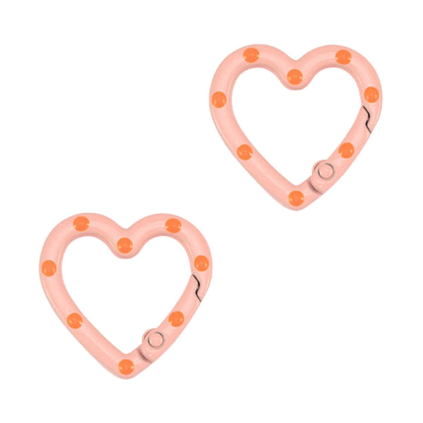 Sleutelhanger Ring Hart 26mm Roze Oranje - 1 Stuk