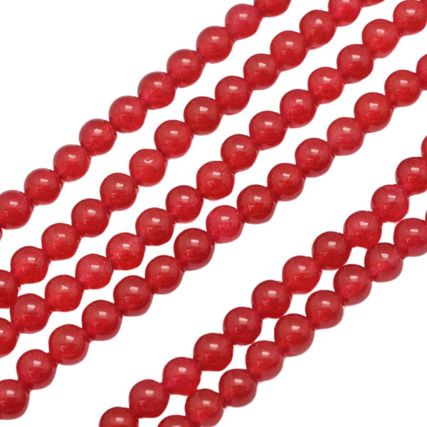 4mm Natuursteen Kralen Rond Malaysia Jade Rood - 20 Stuks