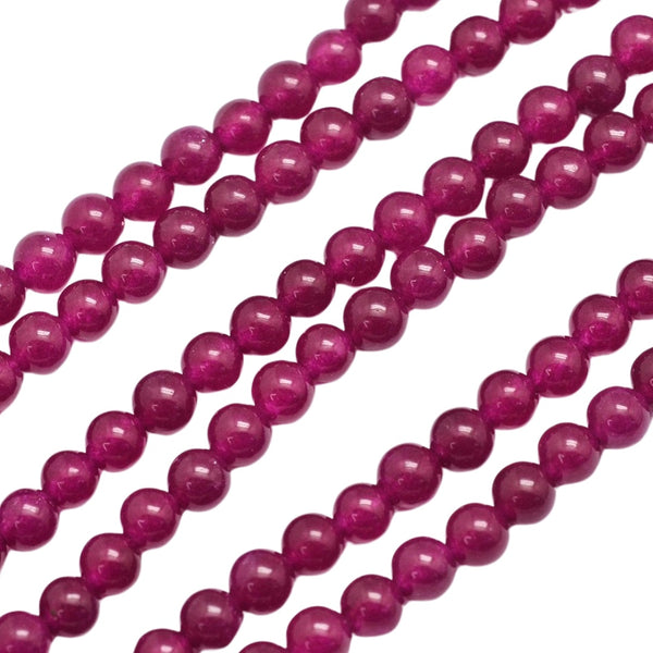 4mm Natuursteen Kralen Rond Malaysia Jade Violet Rood - 20 Stuks