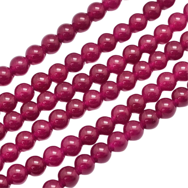 6mm Natuursteen Kralen Rond Malaysia Jade Violet Rood - 20 Stuks