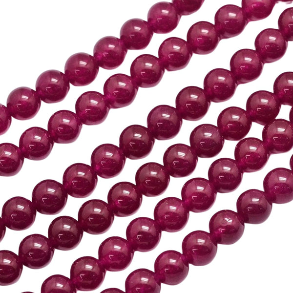8mm Natuursteen Kralen Rond Malaysian Jade Violet Rood - 20 Stuks