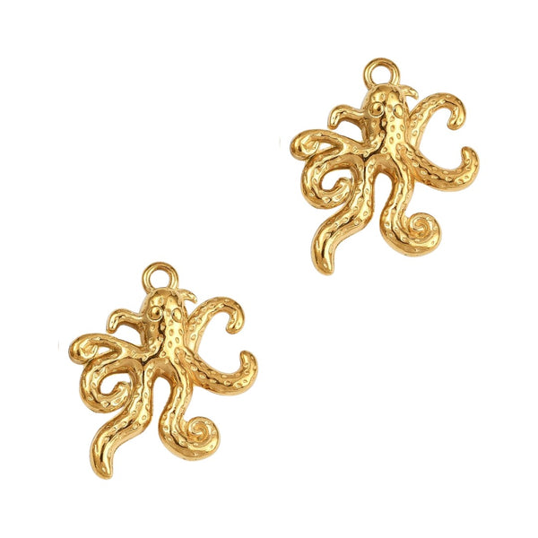 Bedel (Stainless Steel) Octopus 22.5mm Goud - 1 stuk