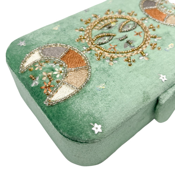 Opbergdoosje Velvet Maan en Zon Groen