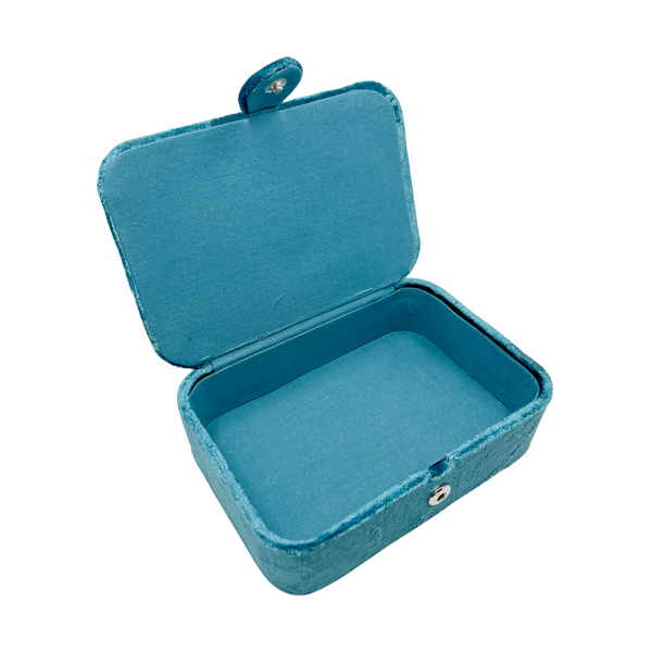 Opbergdoosje Velvet Met Bloemen Blauw