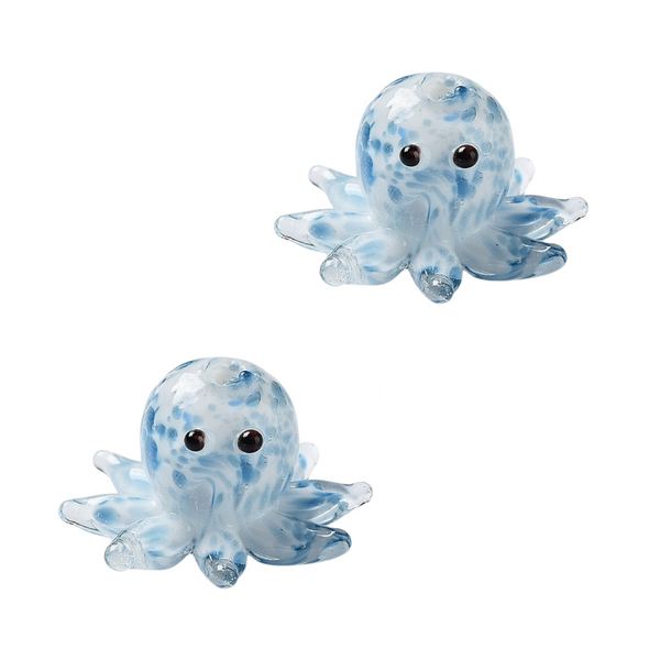 Glaskraal 25mm Octopus Transparant Blauw  - 1 stuk