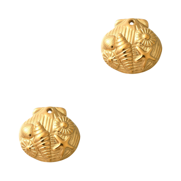 Bedel (Stainless Steel) Schelp Strand 20mm Goud - 1 stuk