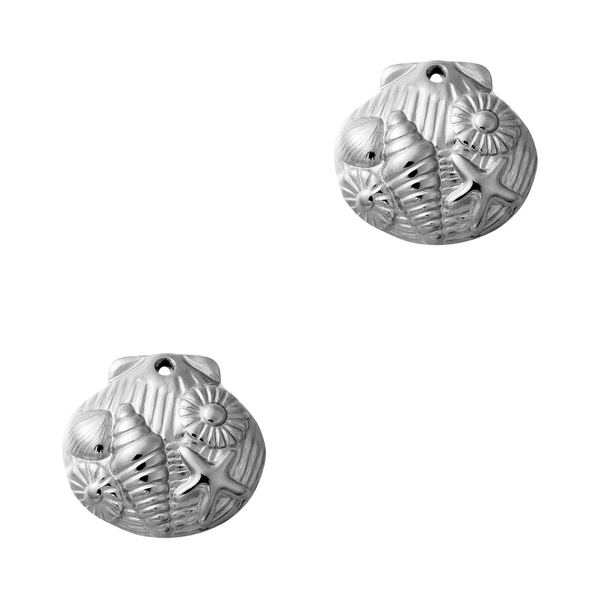 Bedel (Stainless Steel) Schelp Strand 20mm Zilver - 1 stuk