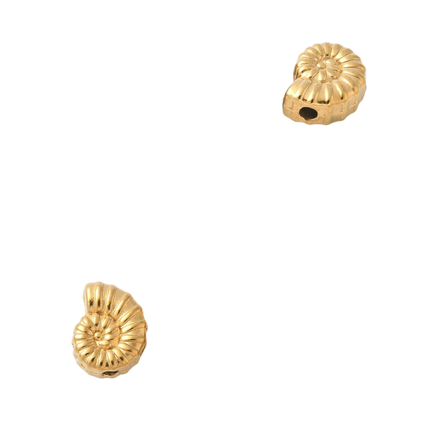 Metalen Kraal (Stainless steel) Fossiel Schelp 9.5x7.5mm Goud - 1 stuk