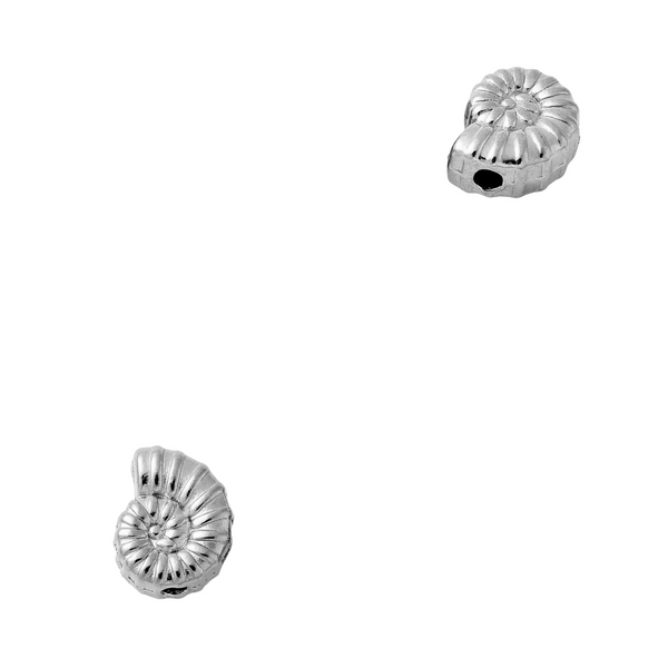 Metalen Kraal (Stainless steel) Fossiel Schelp 9.5x7.5mm Zilver - 1 stuk