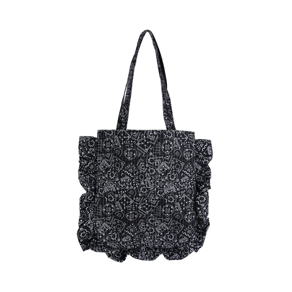 Tote Bag Ruffles Black White
