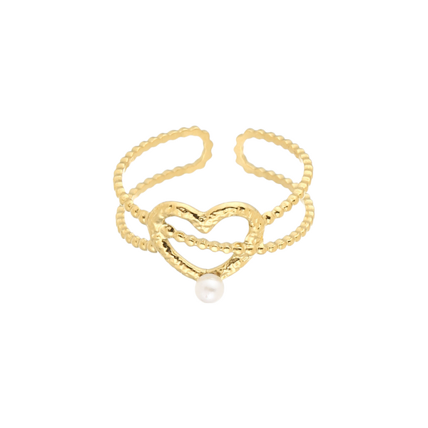 Ring Heart With Pearl