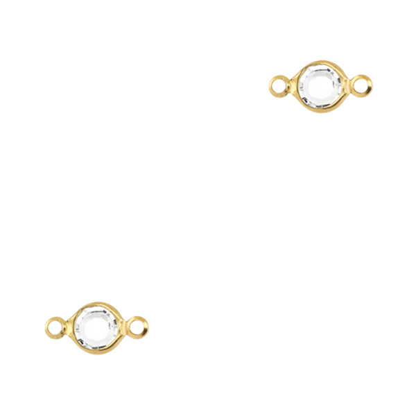 Bedel (Stainless Steel) Zirkonia Tussenstuk Wit 13mm Goud - 1 stuk