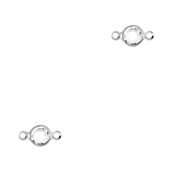 Bedel (Stainless Steel) Zirkonia Tussenstuk Wit 13mm Zilver - 1 stuk
