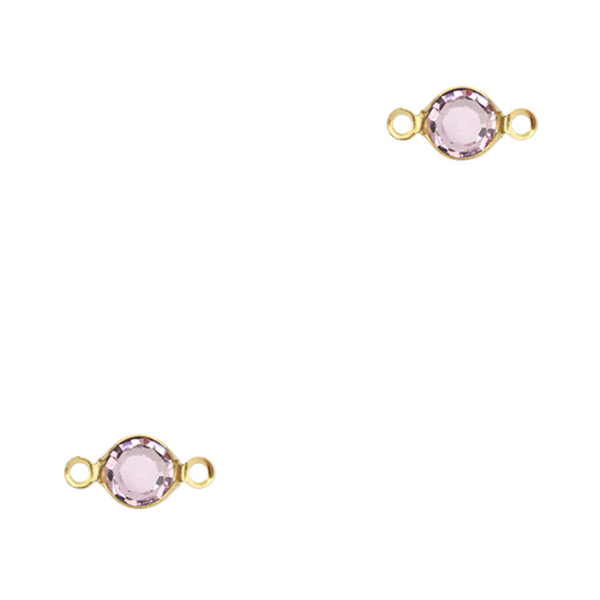Bedel (Stainless Steel) Zirkonia Tussenstuk Licht Roze 13mm Goud - 1 stuk