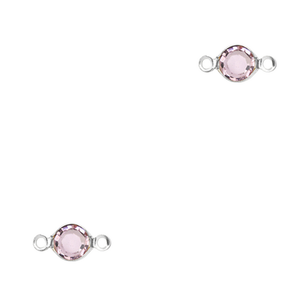 Bedel (Stainless Steel) Zirkonia Tussenstuk Licht Roze 13mm Zilver - 1 stuk